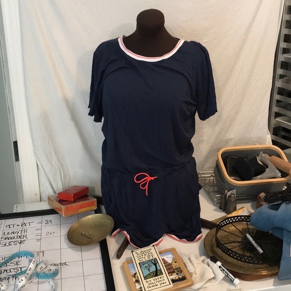 Kari Traa 90’s Vibe Pickle Ball Short Sleeve Outfit Sz L Romper Pockets NWOT - Picture 7 of 15